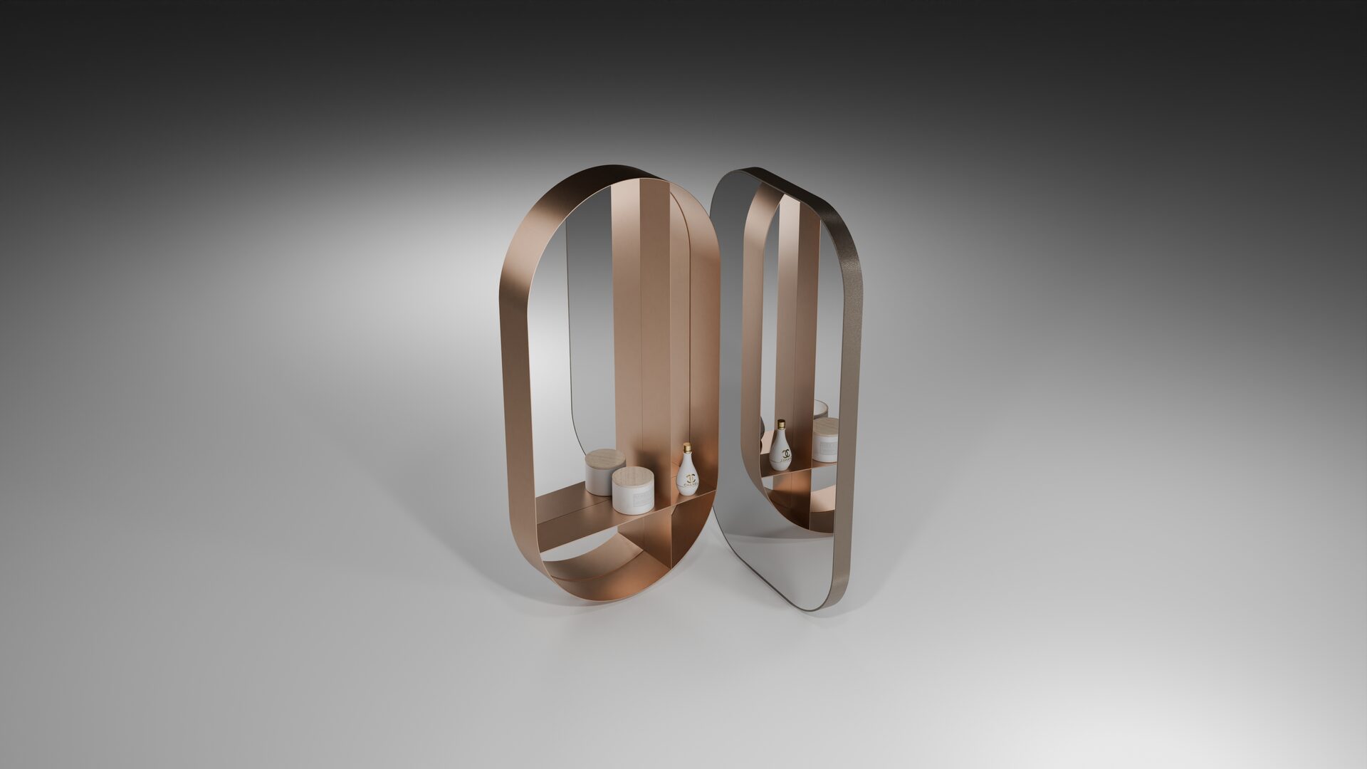 Mirror in a metal frame